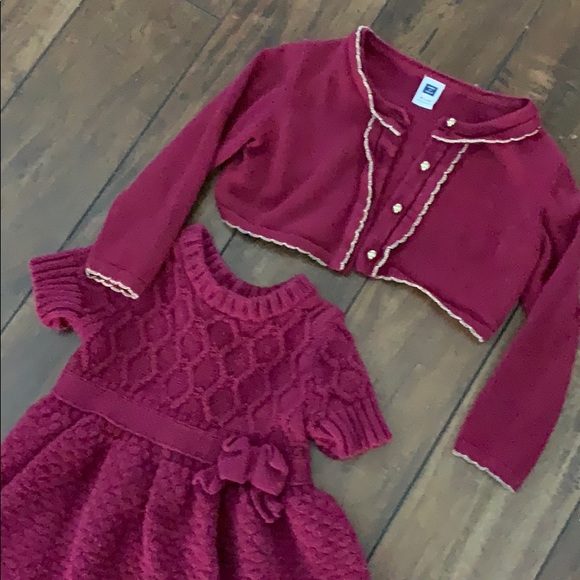 EUC Janie and Jack Maroon Gold Cropped Cardigan - Picture 3 of 3